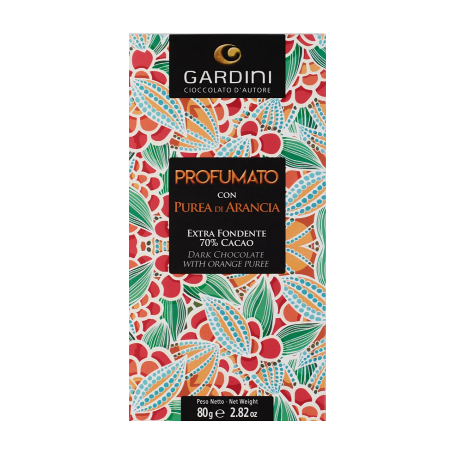 SCENTED – EXTRA-DARK BAR 70% COCOA WITH GARDINI ORANGE PUREE