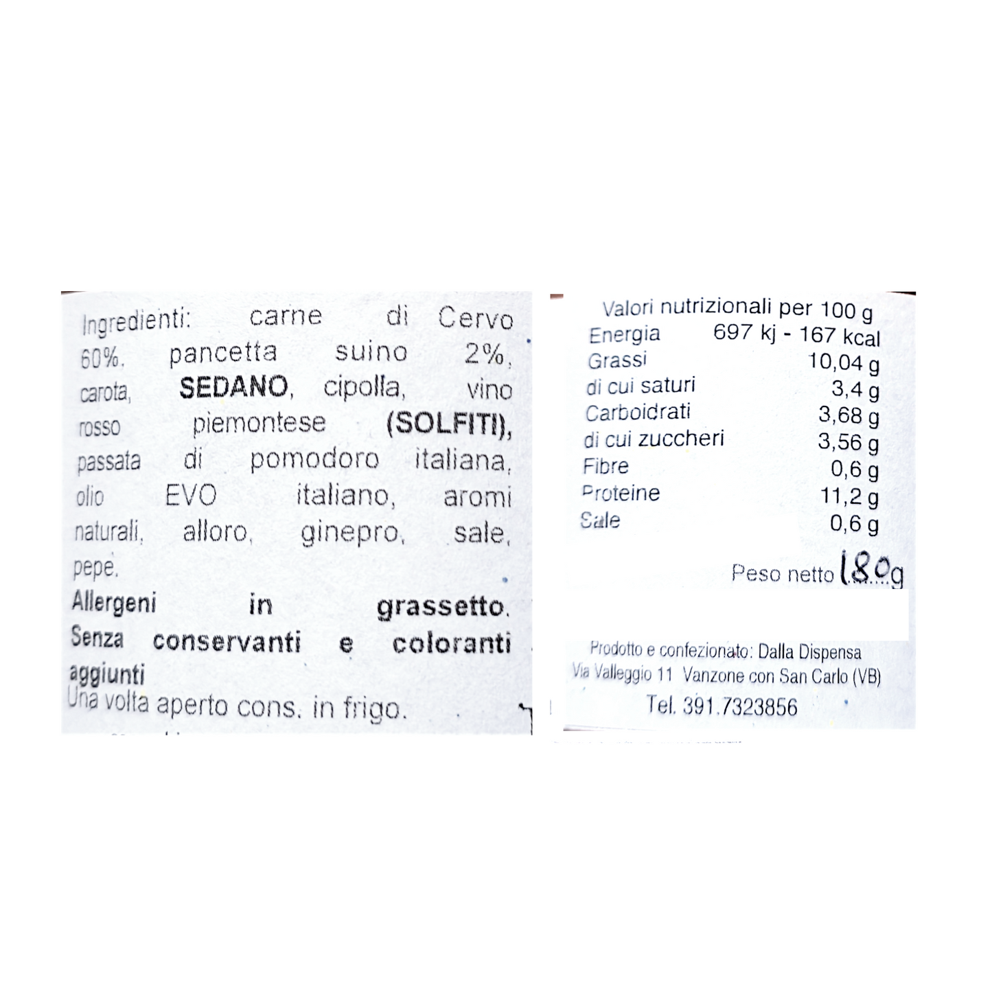 DEER SAUCE FROM THE DISPENSA AZ AGR ALBARINA