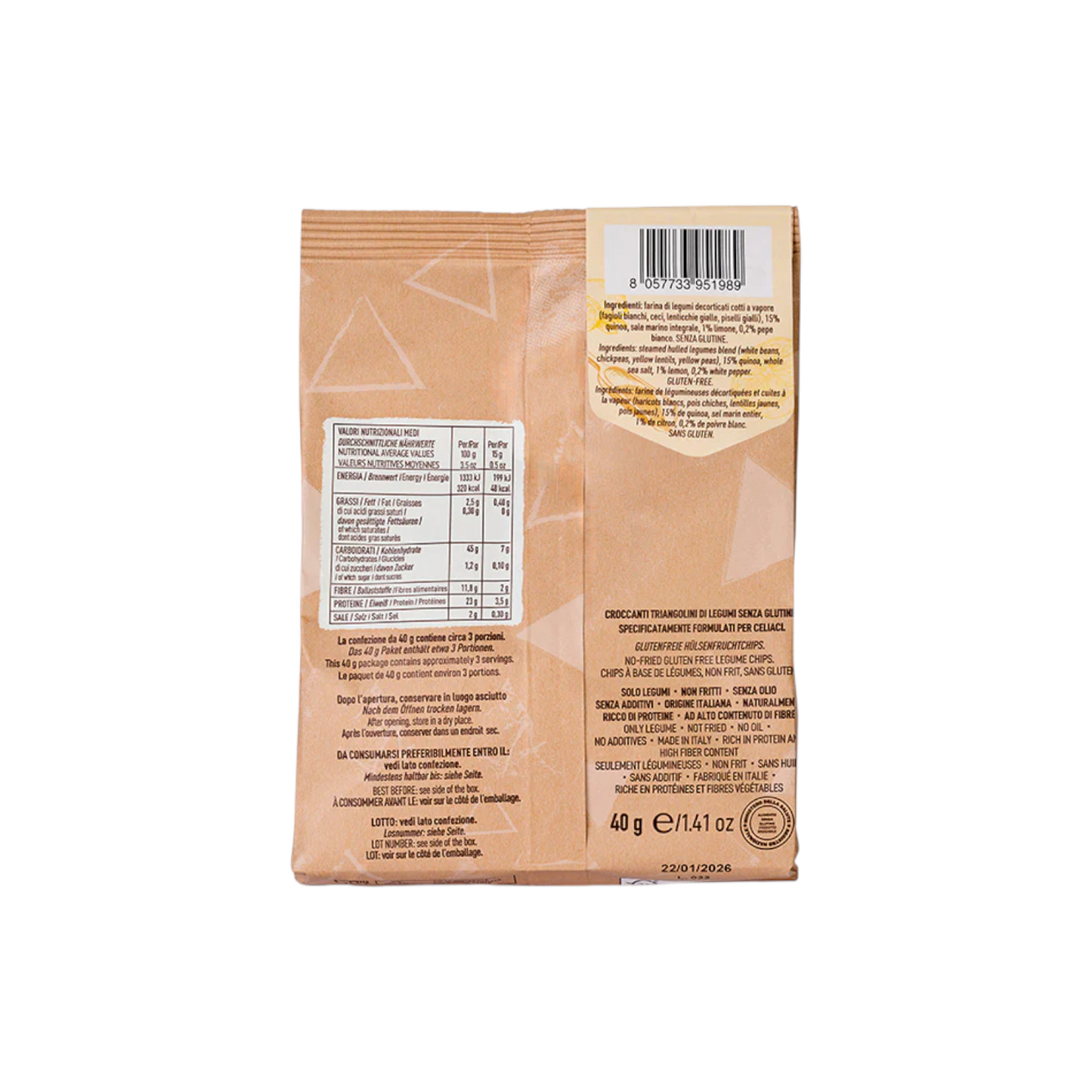 SNACK 100% LEGUMI QUINOA LIMONE E PEPE LEGU'