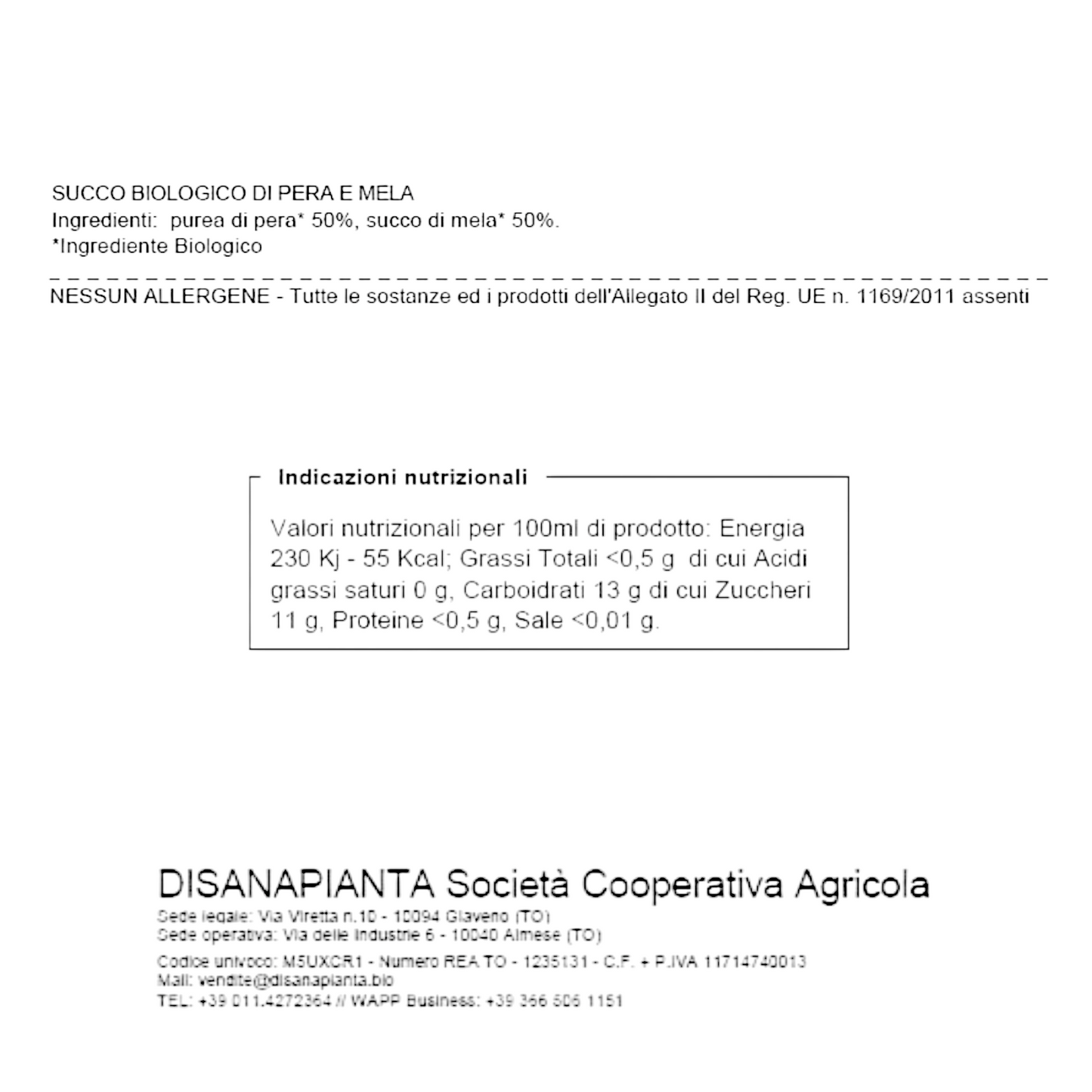 SUCCO BIOLOGICO PERA DISANAPIANTA