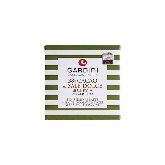 TAVOLETTA CIOCCOLATO AL LATTE 38% CON SALE DOLCE DI CERVIA E OLIO EXTRAVERGINE DI OLIVA BRISIGHELLO GARDINI