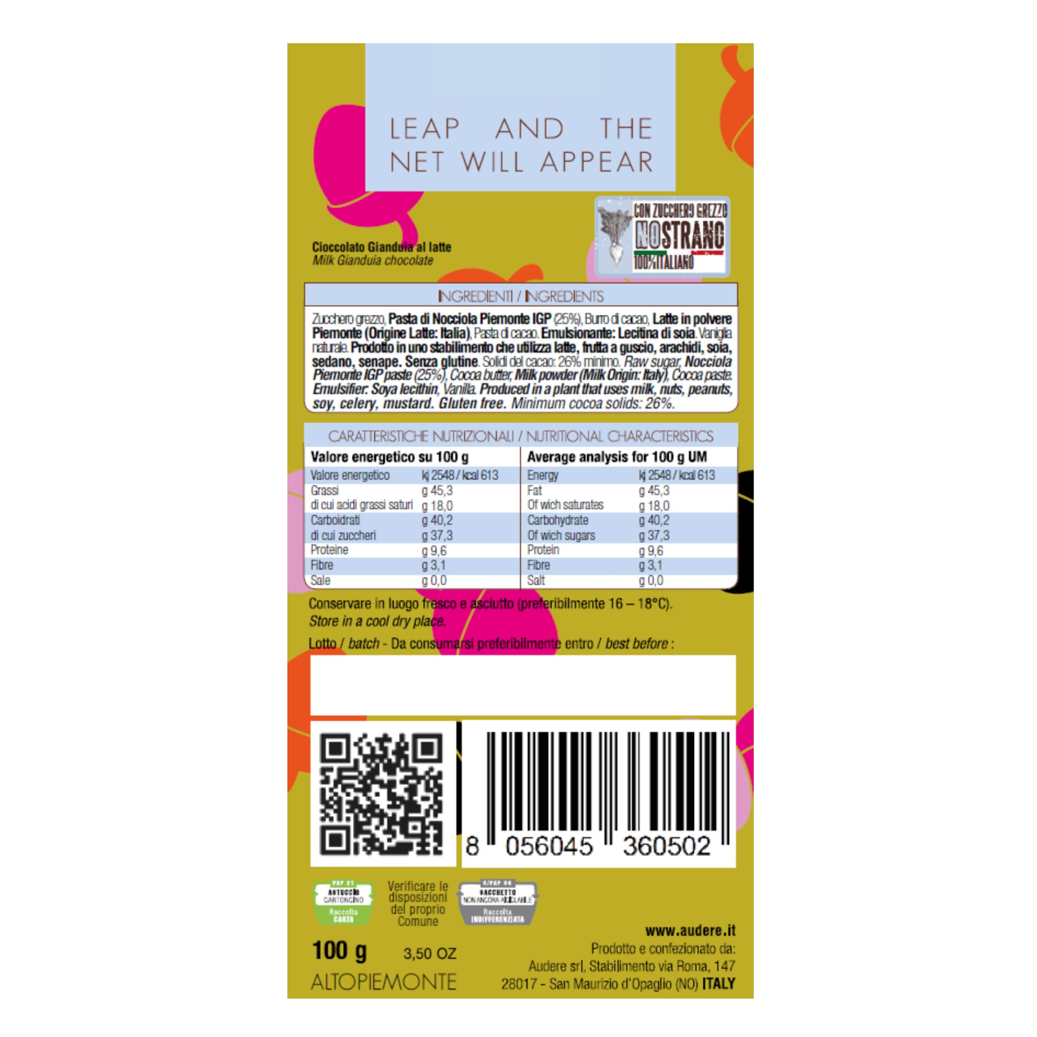 GIANDUIA CHOCOLATE BAR WITH AUDERE MILK
