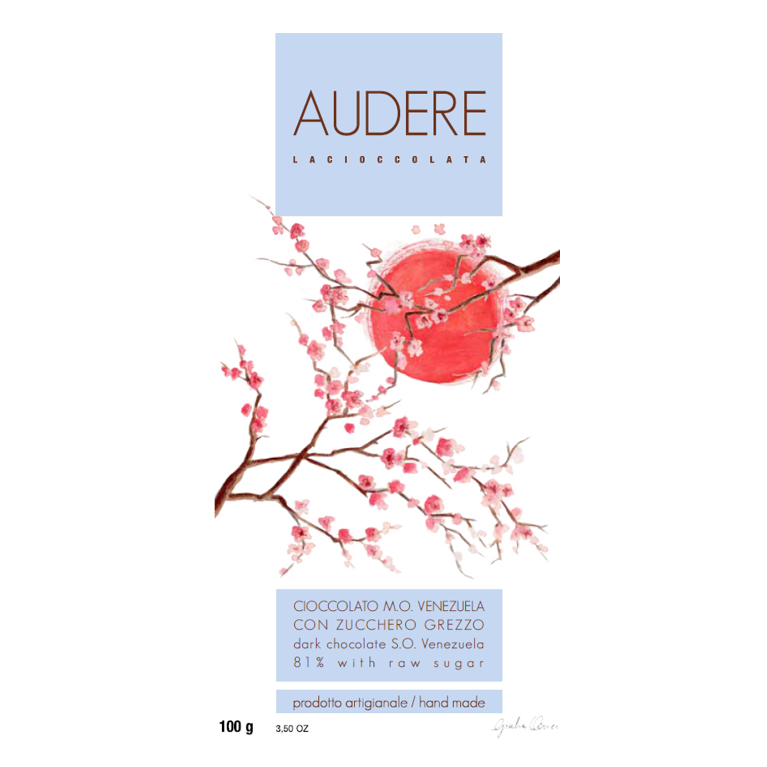 SINGLE ORIGIN VENEZUELA CHOCOLATE BAR 81% WITH RAW SUGAR AUDERE