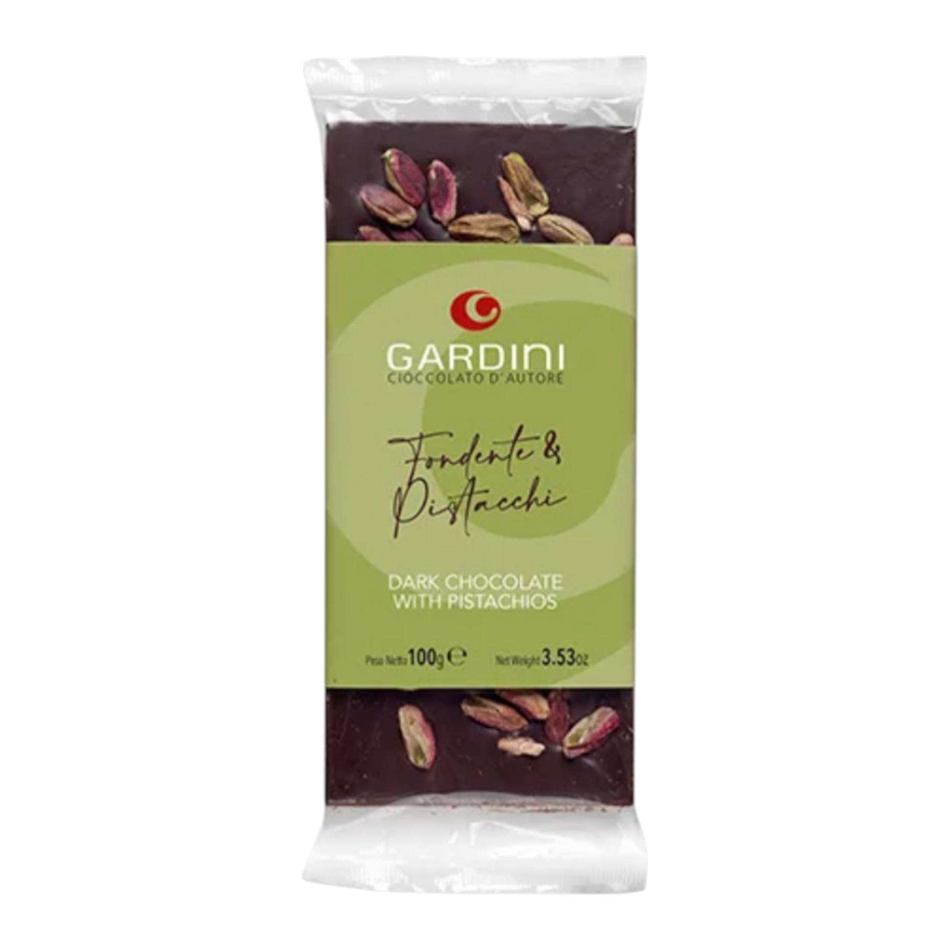 DARK BAR 62% COCOA WITH SICILY PISTACHIOS GARDINI