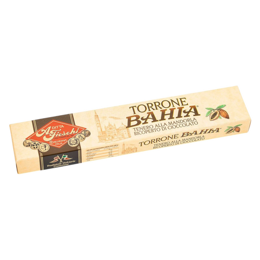 TORRONE BAHIA® - MORBIDO ALLA MANDORLA RICOPERTO DI CIOCCOLATO FONDENTE FIESCHI