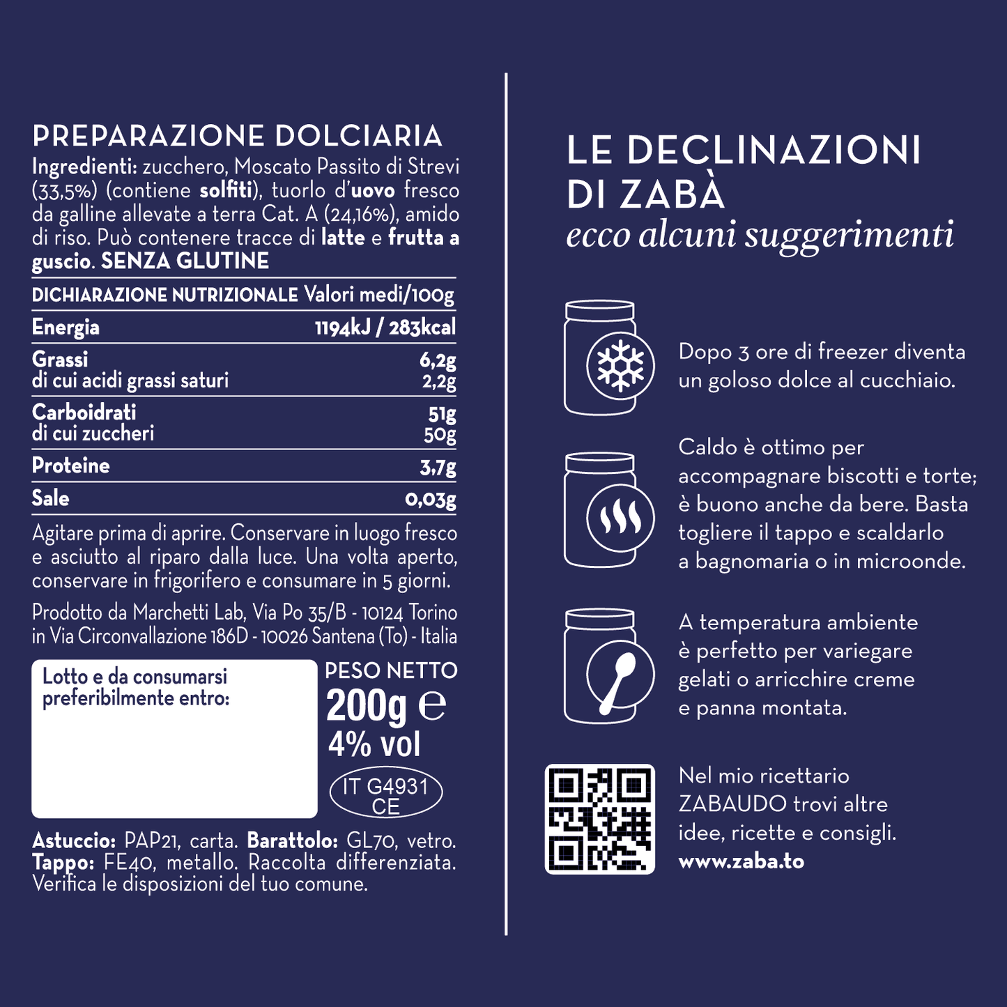 ZABAIONE AL MOSCATO PASSITO DI STREVI ALBERTO MARCHETTI